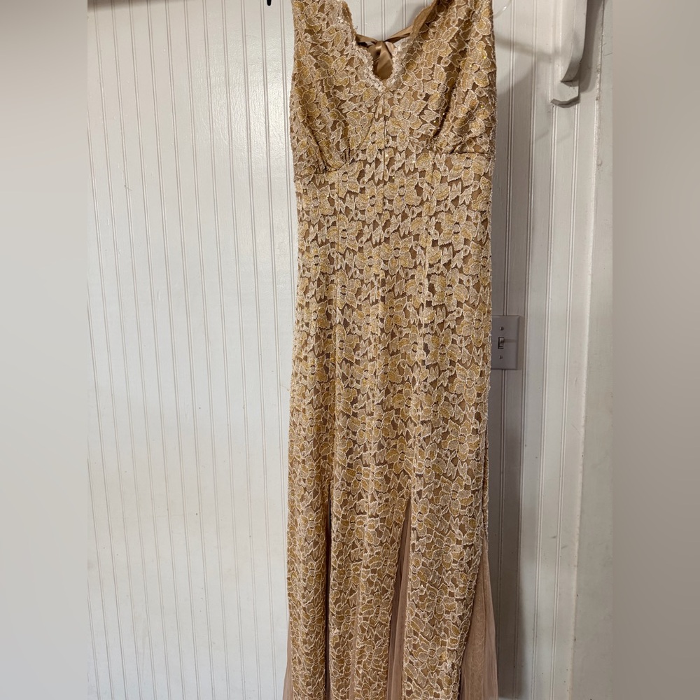 Elegant Gold Lace Prom or Evening Gown